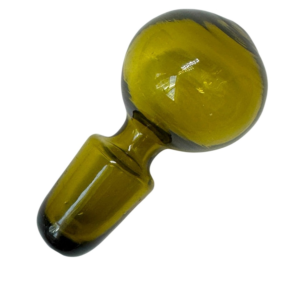 Mid century Empoli glass stopper original olive green dark green avocado green